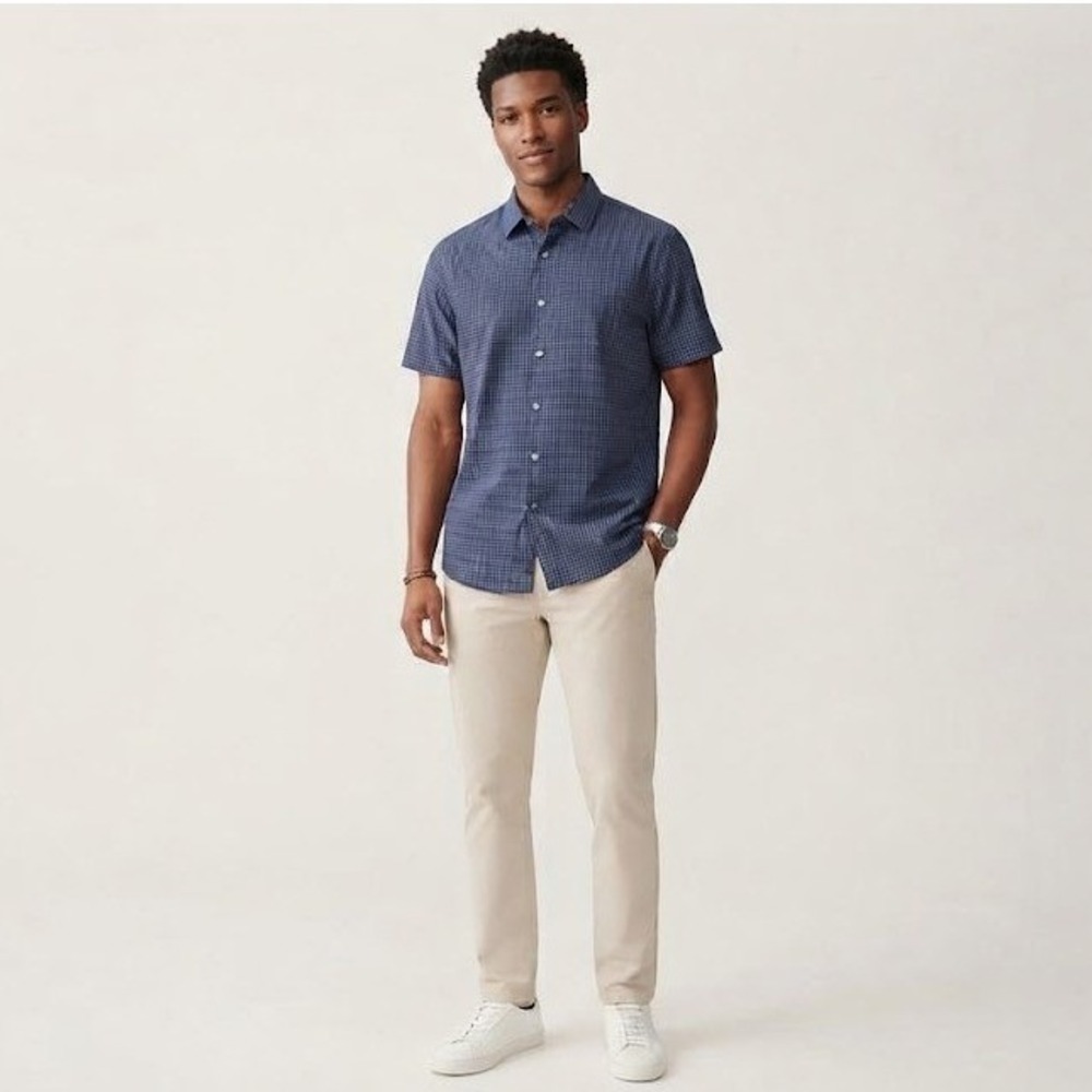 Flag & Anthem Drasco Performance Woven L Navy NWT Madeflex Short Sleeve Grid